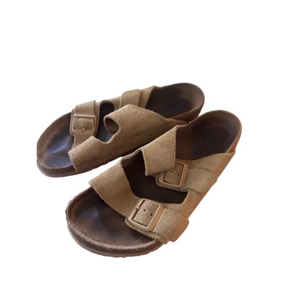 Birkenstock Suede Slip On Flat Slide Sandals Tan Men’s Size Size 42 / US 11-11.5 - Picture 3 of 8